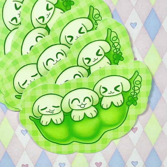 puppy pea pod kawaii cute vinyl sticker! (3")