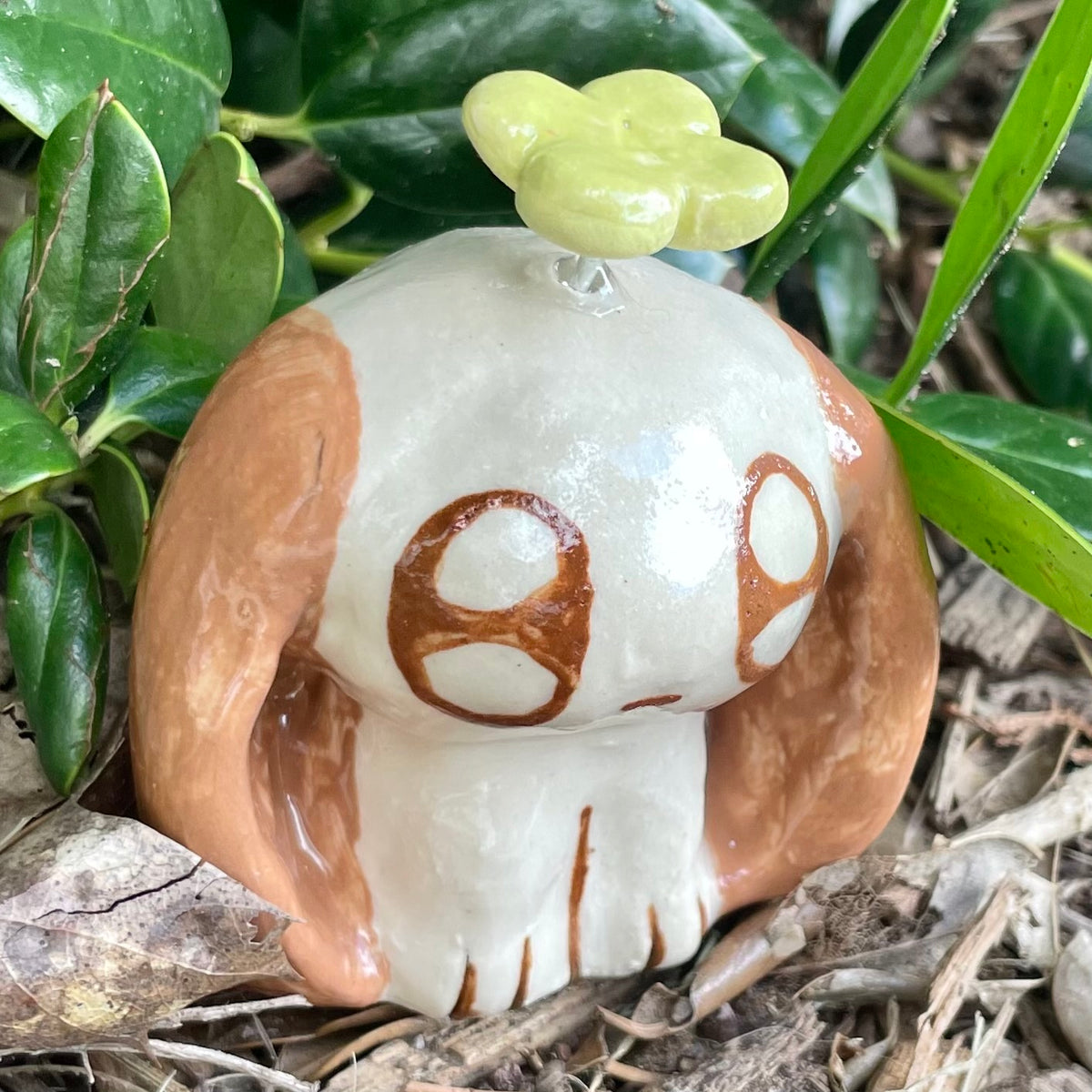 mini sprout puppy handmade ceramic stoneware figure!