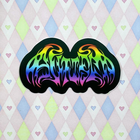 autism metal cyber text rainbow black sticker! (3")