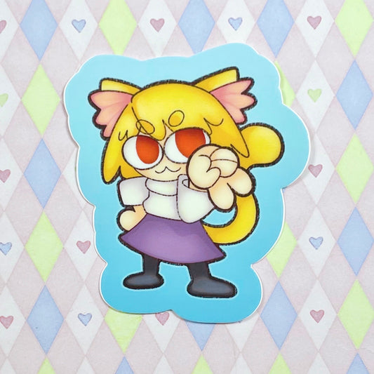 type moon neco arc peace sign meme sticker! (3")