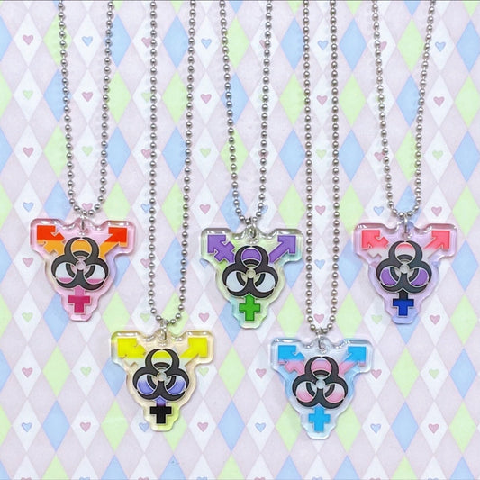 lgbt punk transgender lesbian biohazard genderqueer genderfluid nonbinary pride cute acrylic charm ballchain necklaces!