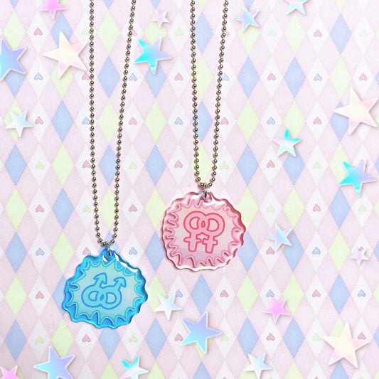 lgbt gay lesbian mlm wlw pride cute acrylic charm ballchain necklaces!