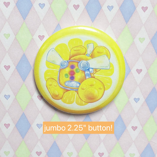 lemon yellow i-dog  kidcore jumbo button! (2.25")