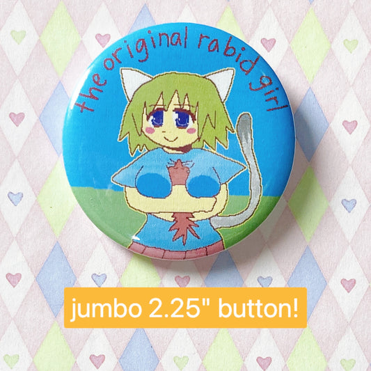 nyan neko sugar girls 'the original rabid girl' raku-chan squirrel animecore jumbo button! (2.25")