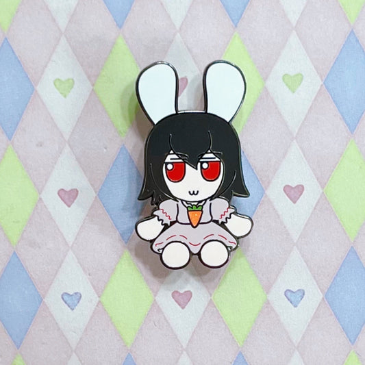 touhou fumofumo inaba tewi anime silver glitter enamel pin! (1.5")